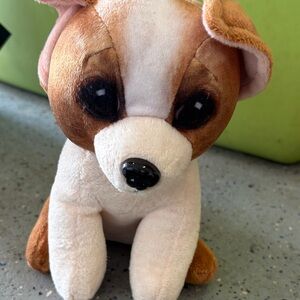 AND Brown and White Plush Dog Toy